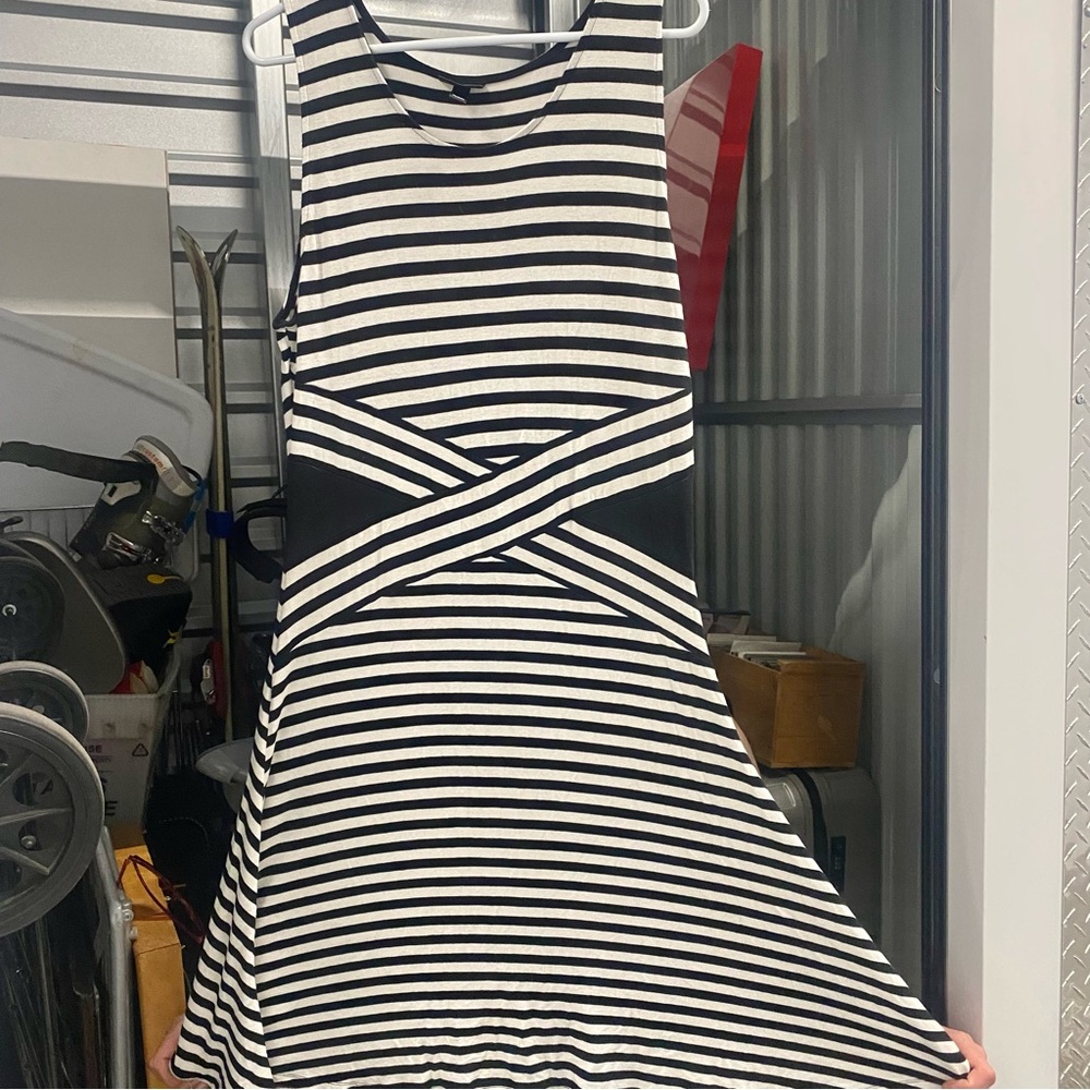 Mossimo Supply Co. Black and White Striped Midi Dress